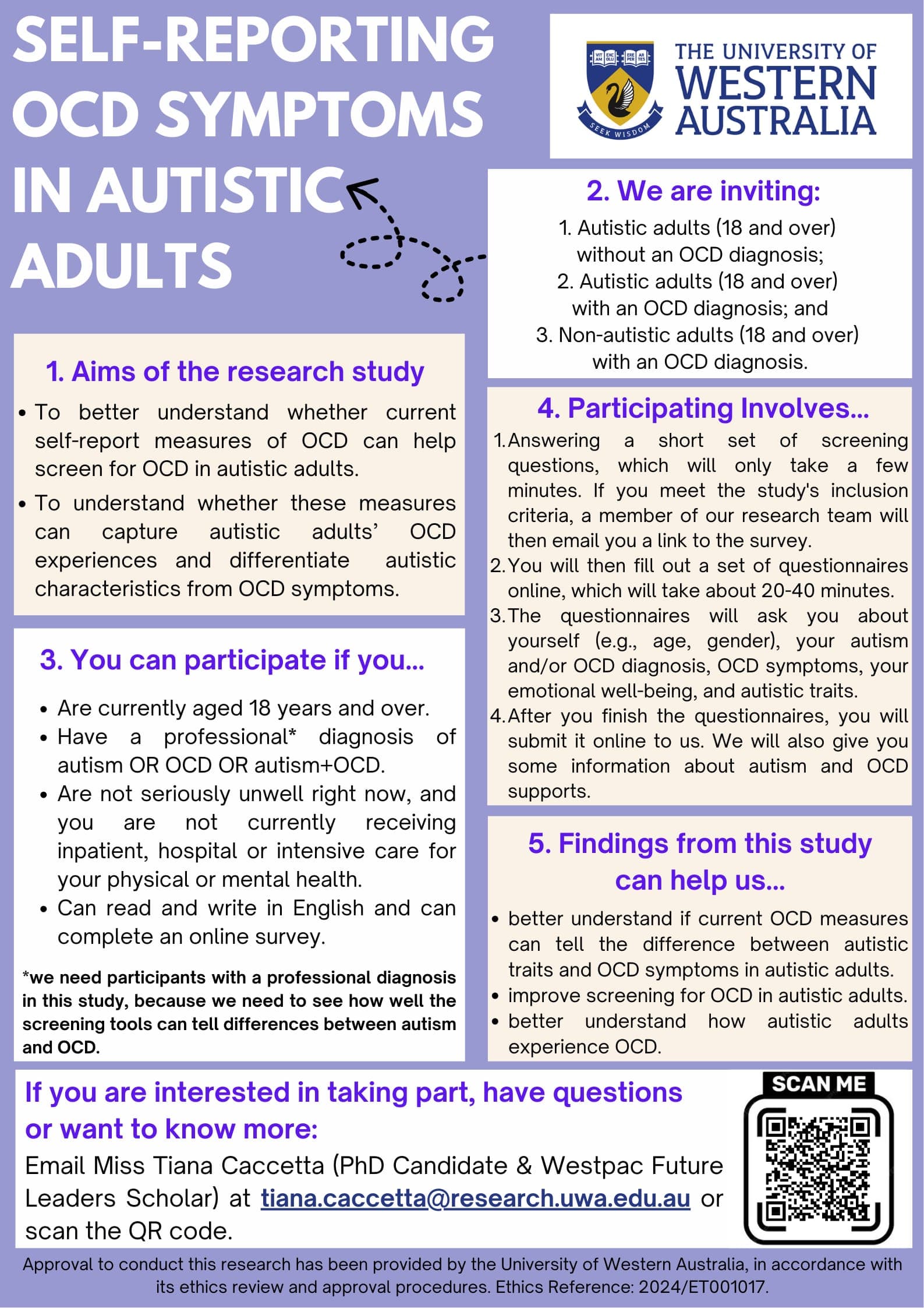Self Reporting OCD Symptoms in Autistic Adults Flyer